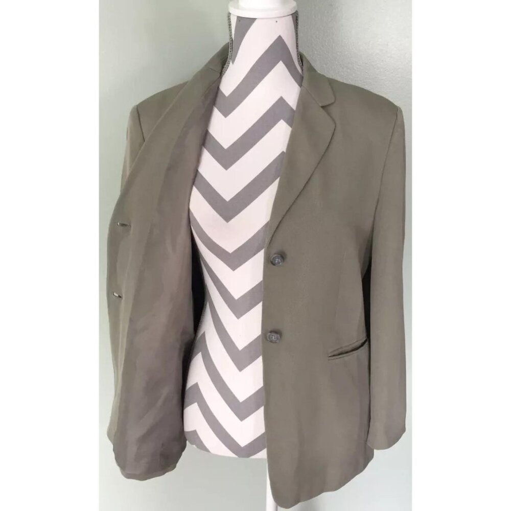 Talbots Gray Green Solid Pure Silk 2 Button Blaze… - image 5
